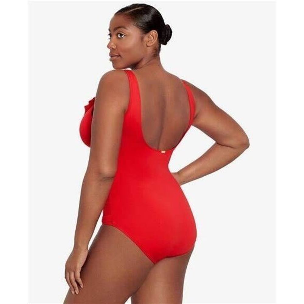 Ralph Lauren Ruffled One-Piece Swimsuit Papaya Size 10 New - Picture 3 of 4